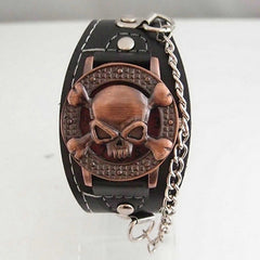 2-in-1 Leather Skull Bracelet