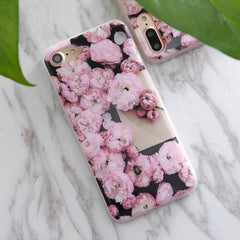 Soft TPU iPhone Case - Marble/Flower Print