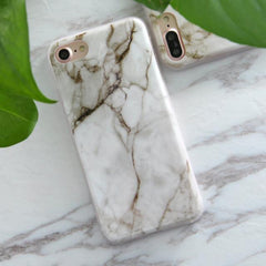 Soft TPU iPhone Case - Marble/Flower Print