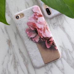 Soft TPU iPhone Case - Marble/Flower Print