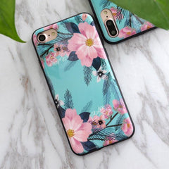 Soft TPU iPhone Case - Marble/Flower Print