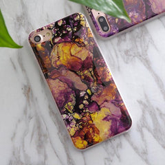 Soft TPU iPhone Case - Marble/Flower Print