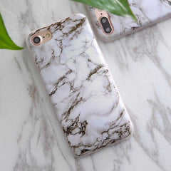 Soft TPU iPhone Case - Marble/Flower Print