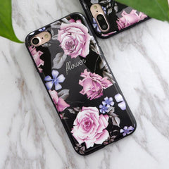 Soft TPU iPhone Case - Marble/Flower Print