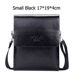 Solid Double Pocket Soft Leather Men's Messenger Bag