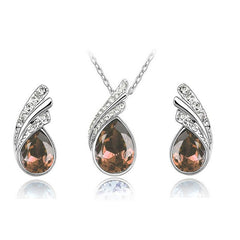 Crystal rhinestone pendant & earrings jewelry set