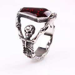 Skeleton Coffin Biker Ring