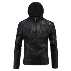 Hoodied Leather Jacket