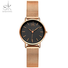 SK super-slim stainless steel wristwatch