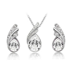 Crystal rhinestone pendant & earrings jewelry set